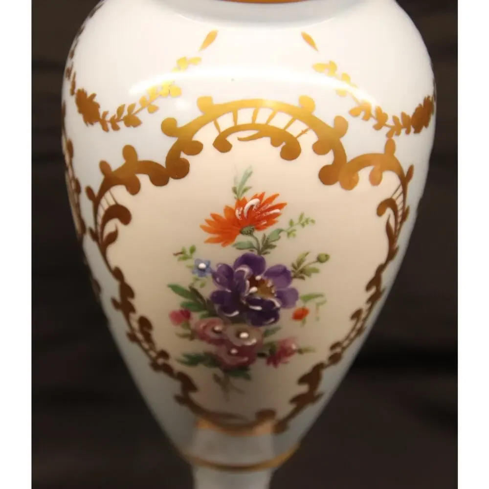 Antique Limoges France Porcelain Vase Light Blue Gold Gilt Hand Painted Urn